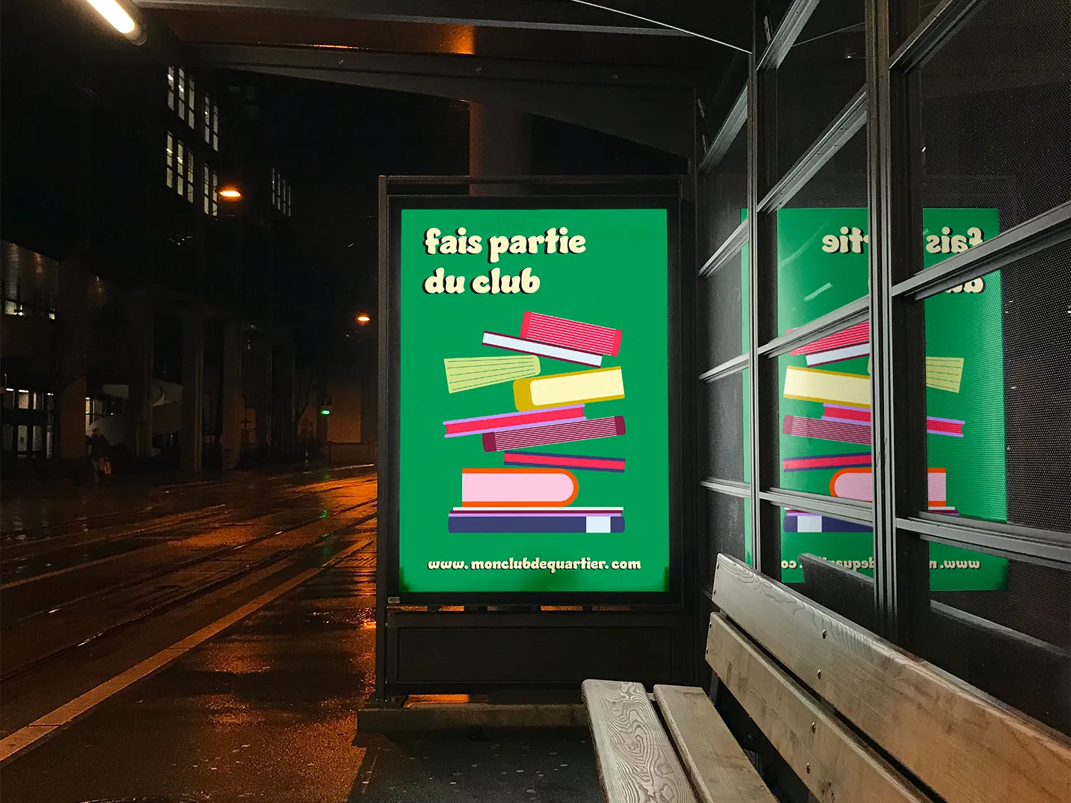 Club de lecture, affichage de nuit